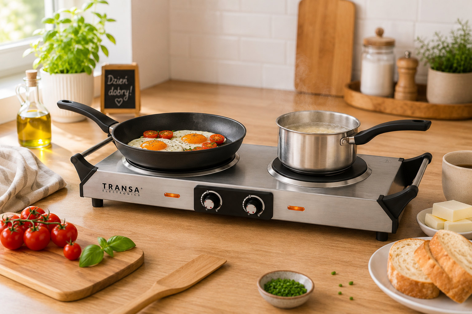 Dwie płyty grzewcze 15 i 18 cm kuchenki DoubleStove Ceramic TE-45